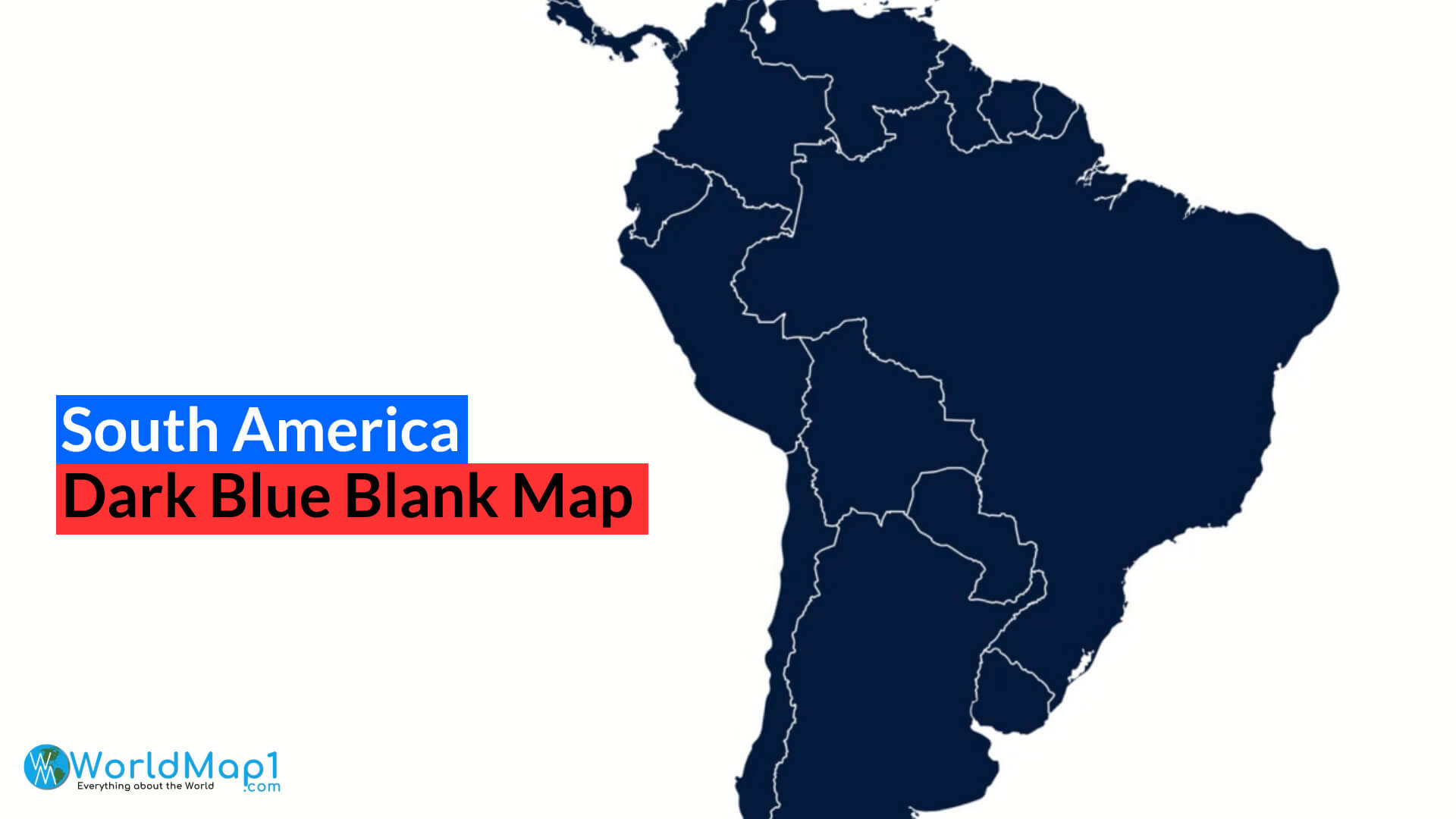 South America Dark Blue Blank Map